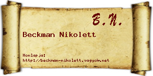 Beckman Nikolett névjegykártya